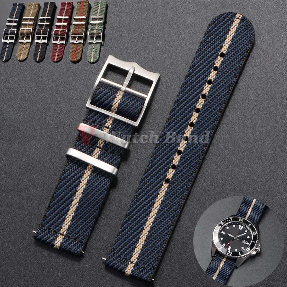 20 22mm Nylon Strap for Tudor for Omega Watch Band Woven Canvas Fabric Band for Seiko Men Military Sport Quick Release Bracelet