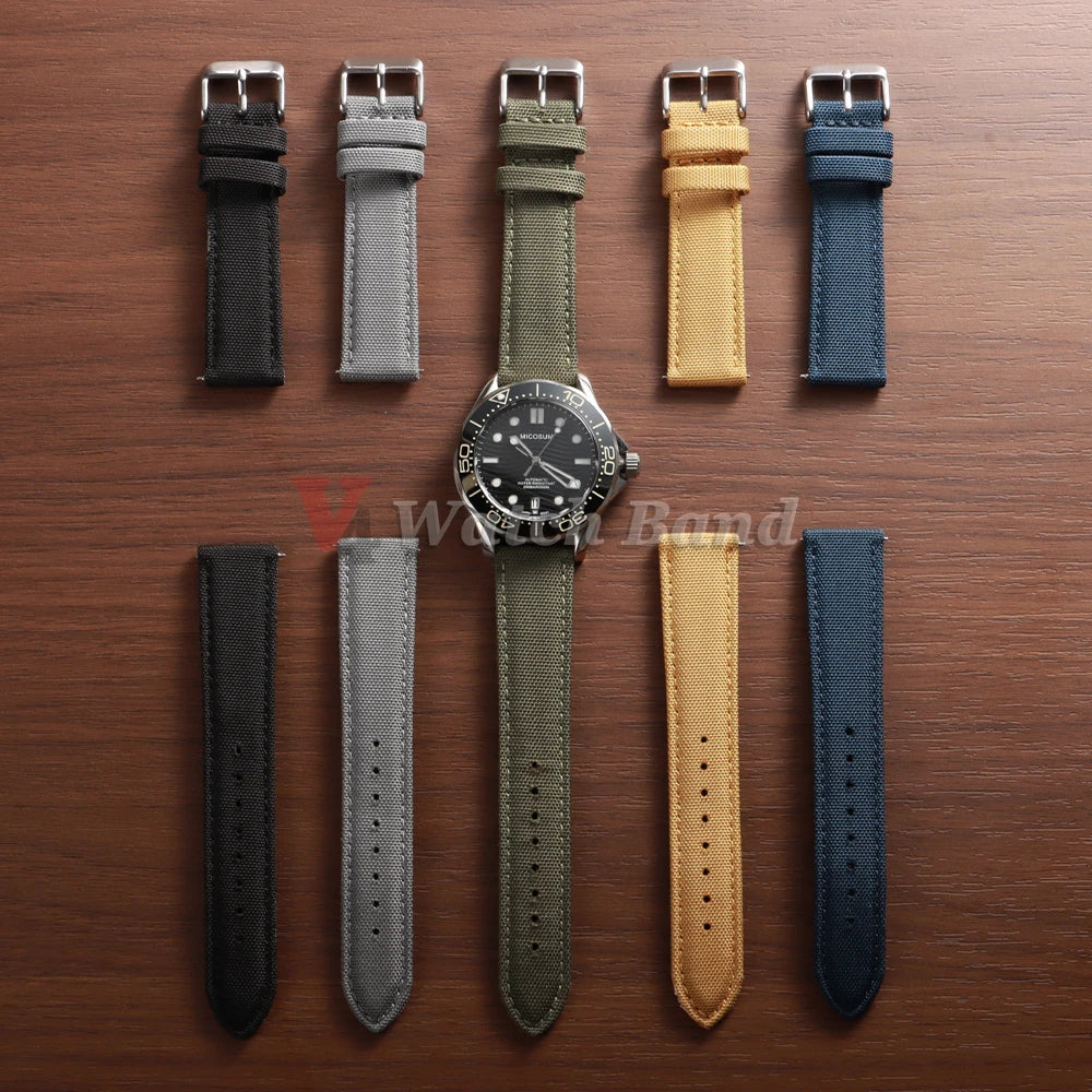 Sailcloth Strap for Omega Genuine Sailcloth Watch Band Premium Two Sided Nylon Quick Release Bracelet 20mm 22mm Sport Wristbelt