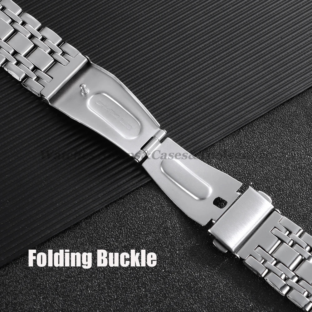 20mm 22mm Stainless Steel Watch Band for Seiko for Rolex Folding Buckle Men Women Bracelet Replacement Smartwatch Accessories