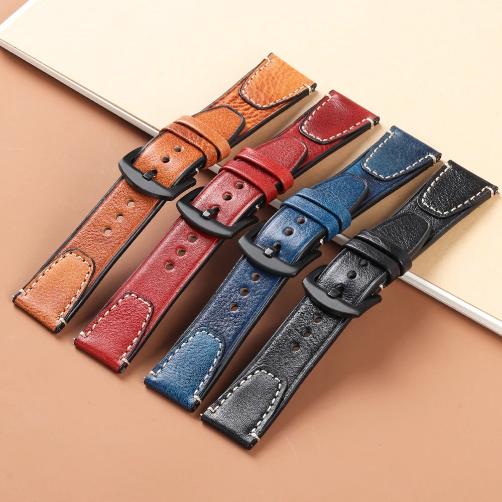 Retro Genuine Leather Watchband for Seiko Snxs79 Watch Straps Men Women for Rolex Oyster 18mm 20mm 22mmWrist Belt Bracelet