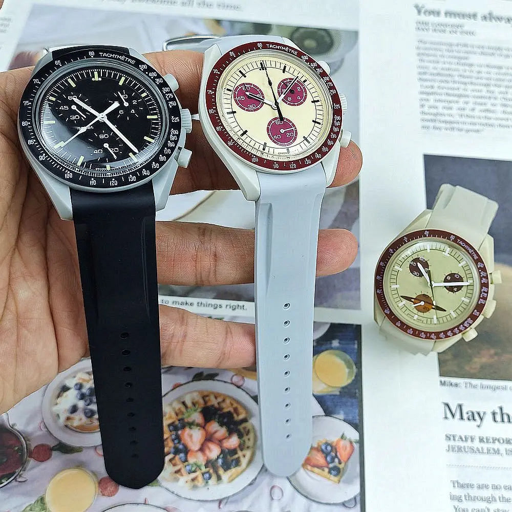 Curved End Rubber Watchband 20mm for Omega for Moonswatch Men Women Waterproof Sports Watch Strap Band For Brand Watches