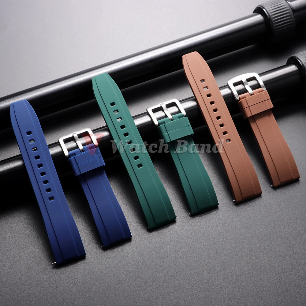Watch Strap 20mm 22mm Universal Watch Band for Rolex for Omega Silicone Rubber Link Wrist Bracelet for Casio Soft for Smartwatch