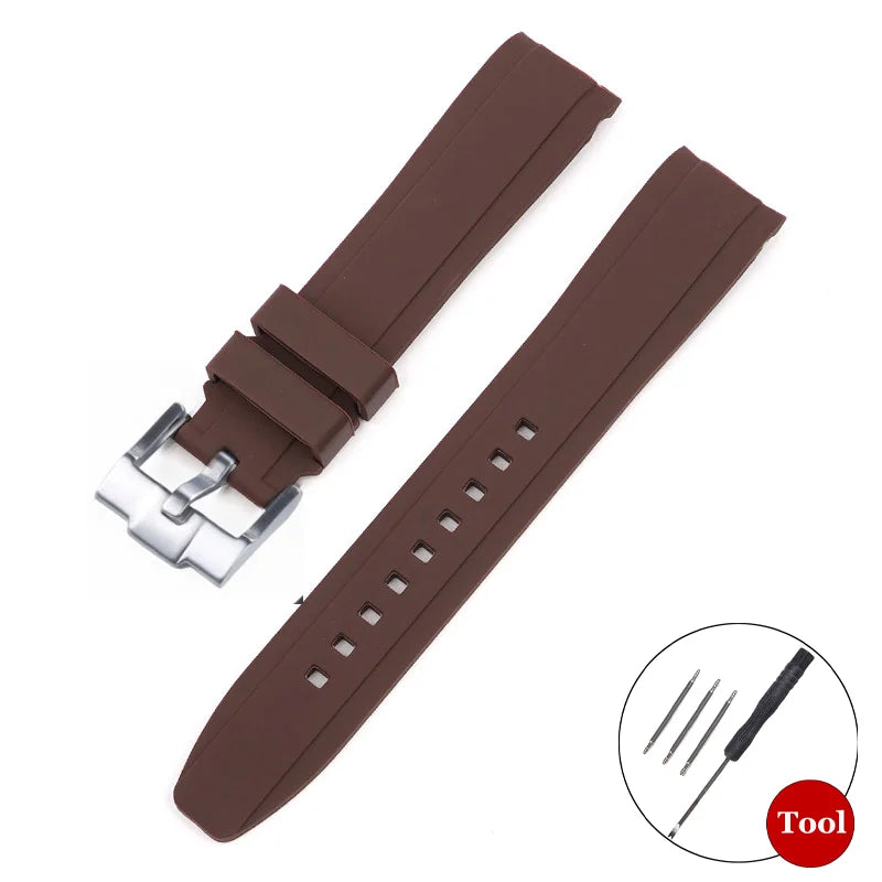 20mm Curved Rubber Watch Strap for Omega for Swatch for Moonswatch Soft Waterproof Sport Wrist Bracelet Women Men Accessories