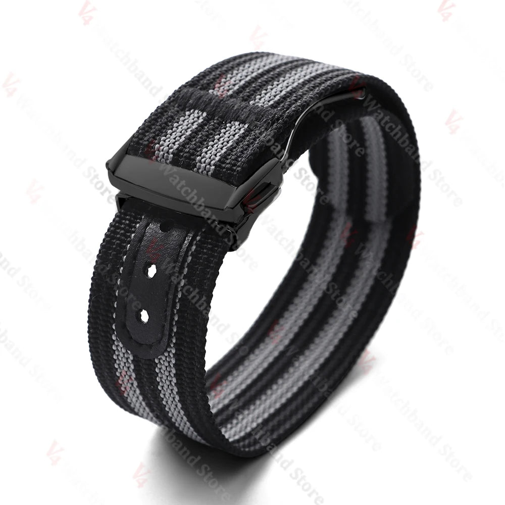 Black Gold Buckle Watch Band 20mm Men's Army Sports Breathable Braided Nylon Strap for Seiko Fabric Bracelet Wristbelt for Omega