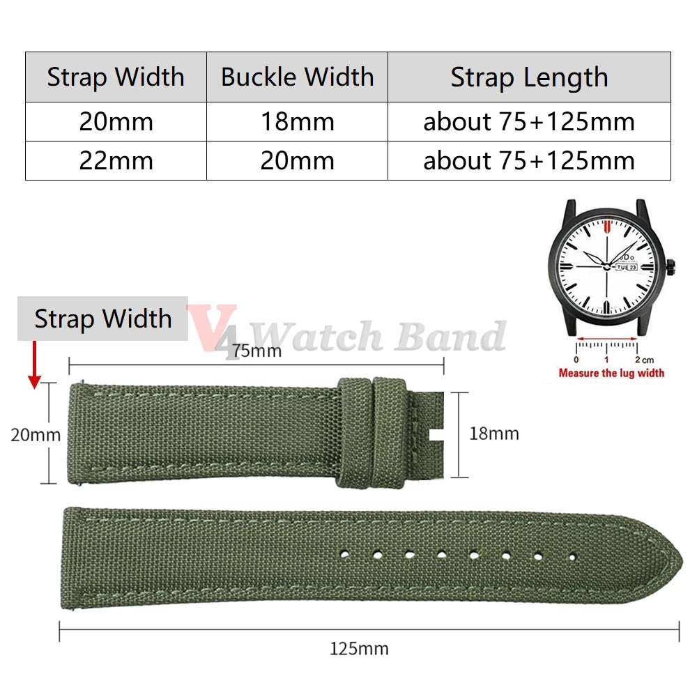 Quick Release Nylon Watchband Sailcloth Watch Strap 20mm 22mm for Omega for Seiko Business Butterfly Buckle for Tudor Men Women