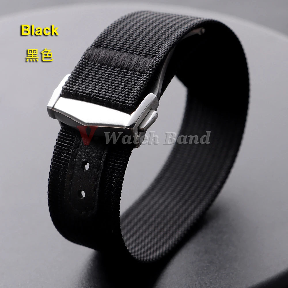 Canvas Nylon Watch Strap 20mm for Omega for Swatch for MoonSwatch for Seiko Men Women Sport Waterproof Folding Buckle Watchband