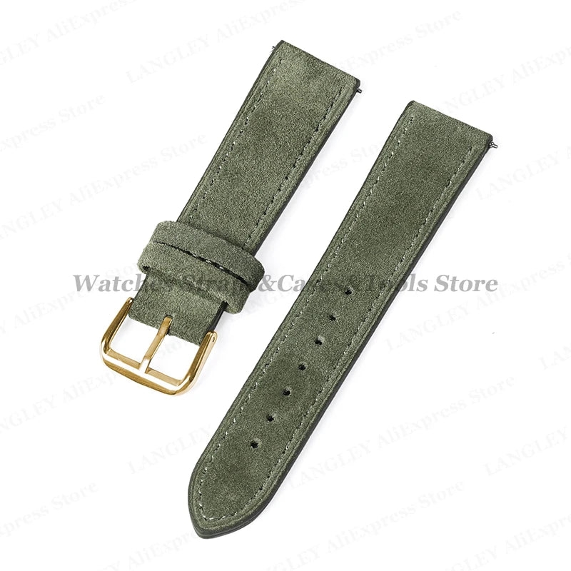 18mm 20mm 22mm Vintage Suede Leather Watchband for Samsung Galaxy Watch 5 4 3 45mm 40mm Cowhide Stitching Quick Release Bracelet