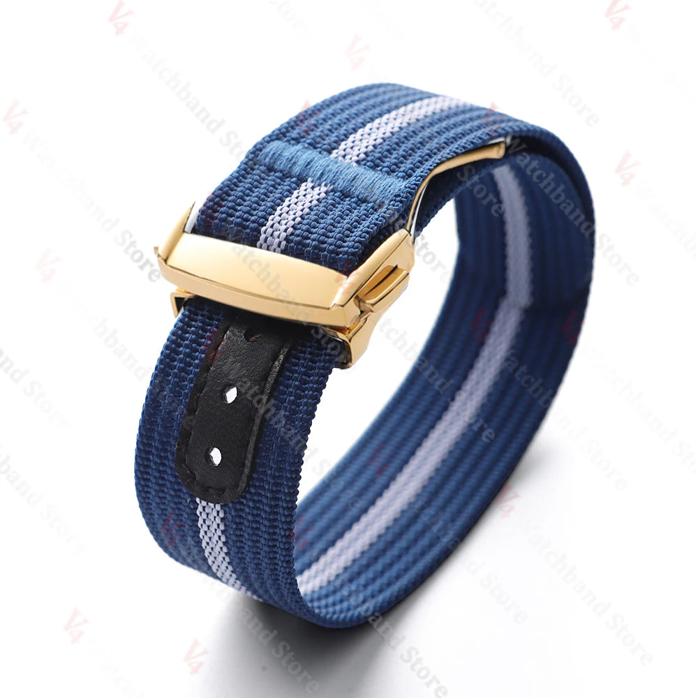 Black Gold Buckle Watch Band 20mm Men's Army Sports Breathable Braided Nylon Strap for Seiko Fabric Bracelet Wristbelt for Omega