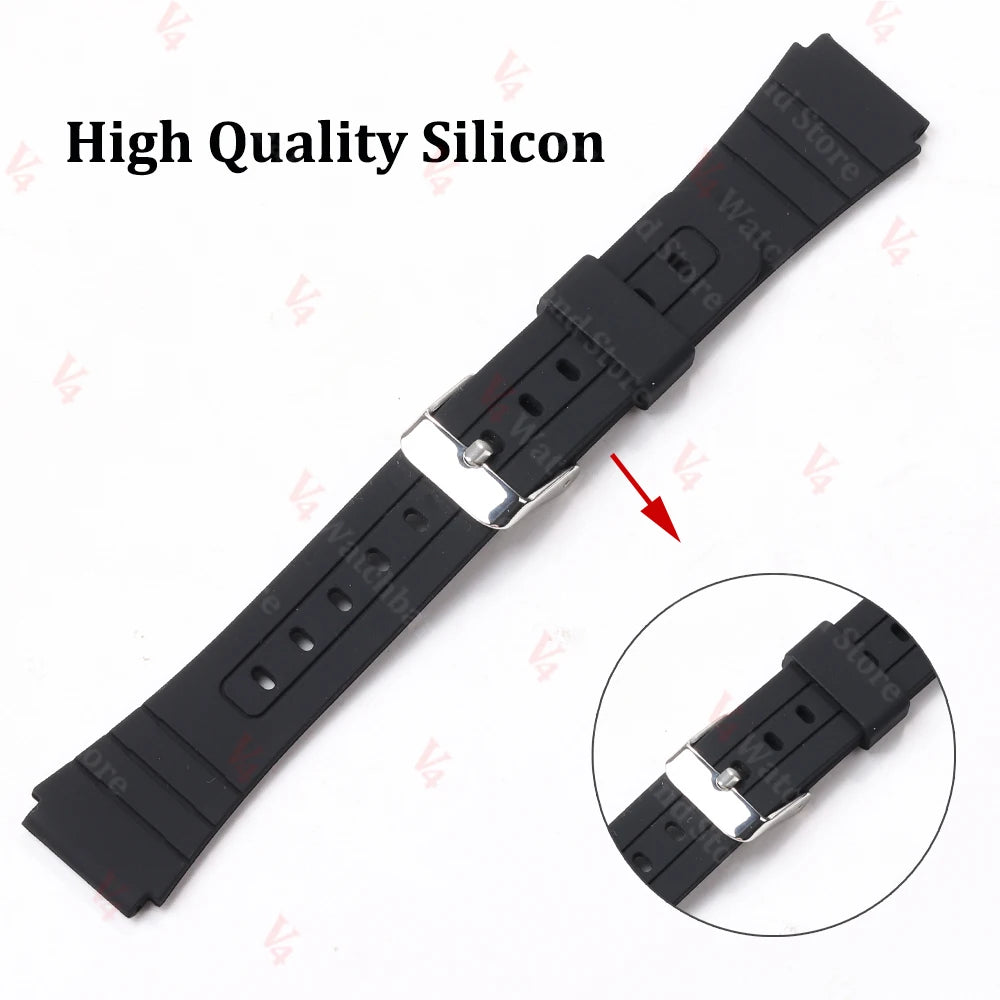 18mm Soft Silicone Watch Strap for Casio W800H SGW400 F91W F84 F105/108 A158/168 AE1200/1300 Band F-91W F84 F105 Resin Bracelet