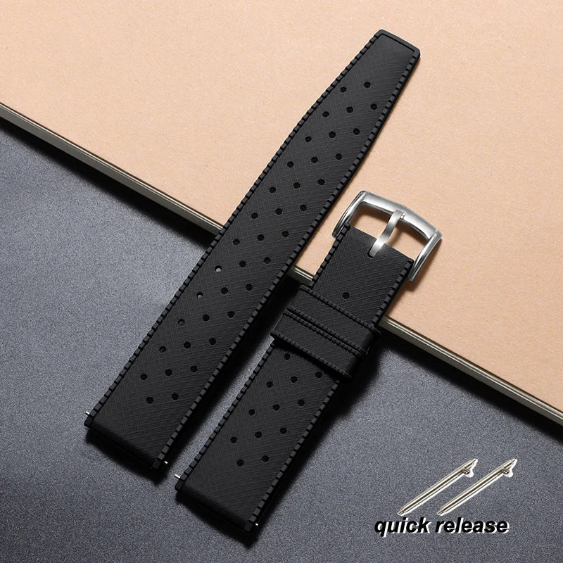 20mm 22mm Tropic Silicone Watch Strap for Seiko for Fossil Wrist Band for Oris Quick Release Rubber Bracelet Replacement