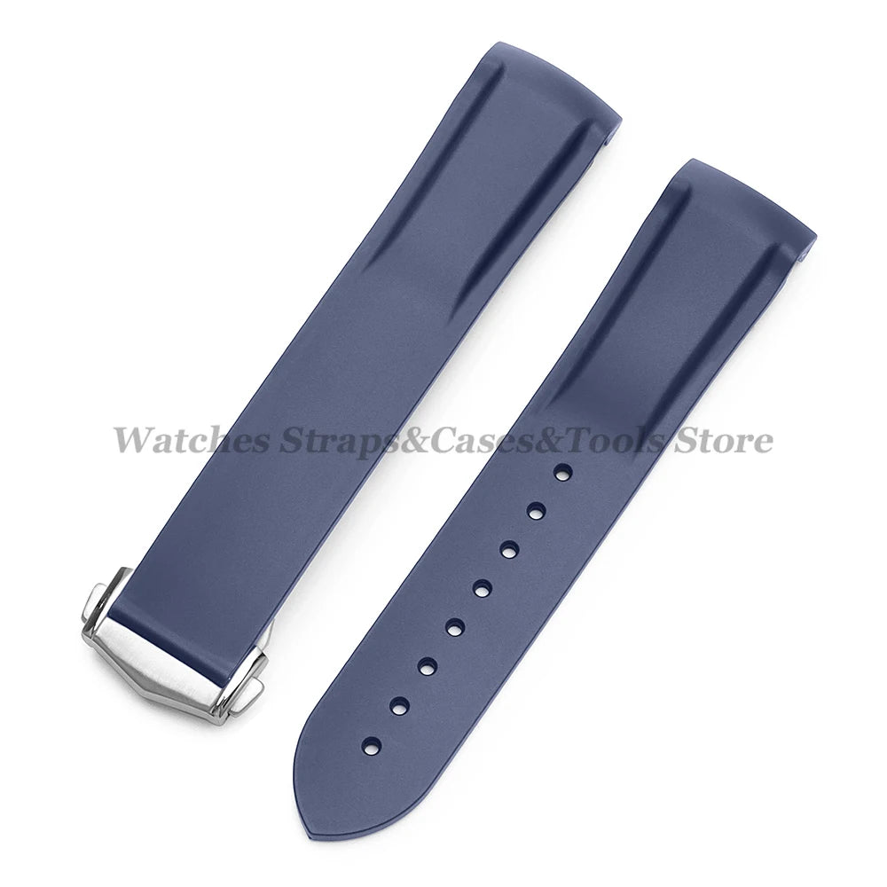 20mm 22mm Rubber Silicone Watchbands for Omega for Seamaster 300 for Speedmaster for Seiko Watchband Men Sport Curved End Strap