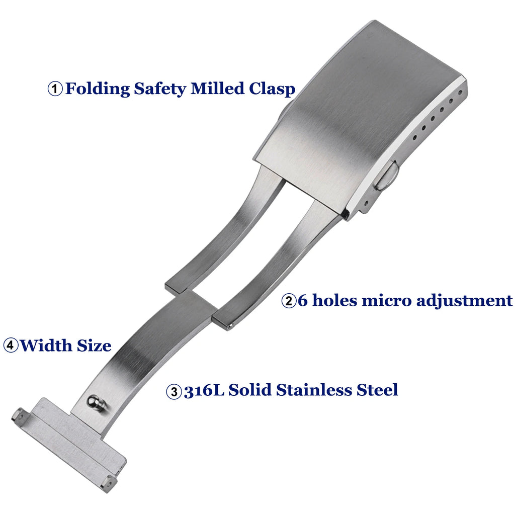 Extended Watch Buckle for Seiko Luxury Folding Safety Milled Clasp Replacement Watch Band Stainless Steel Clasp18mm 20mm 22mm
