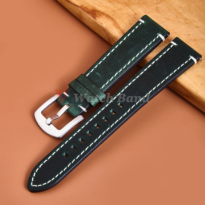 18mm 19mm 20mm 21mm 22mm 24mm Straps Retro Cowhide Watchband for Huawei Gt2/Gt3 Belt Black Yellow Brown Strap for Samsung Galaxy