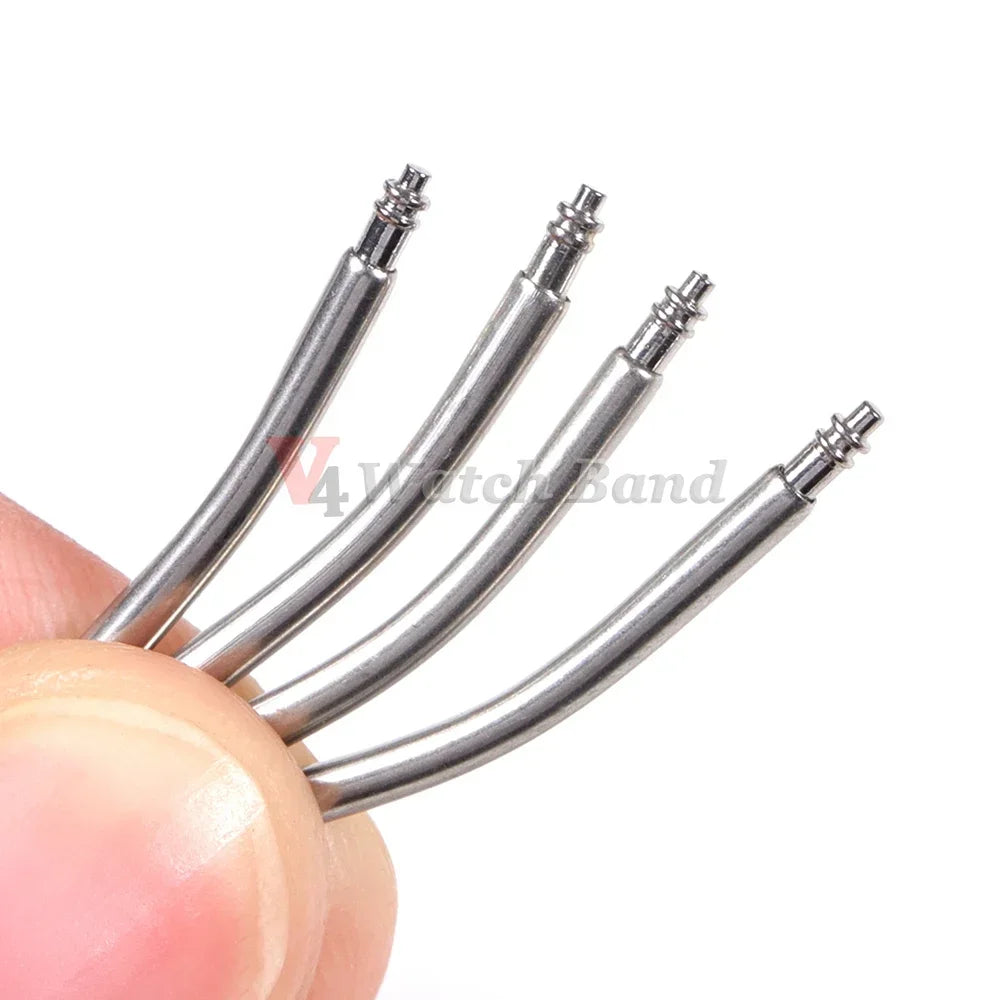 10pcs Curved End Spring Bar Dia 1.5mm 1.8mm Watch Strap Link Pins 18mm 20mm 22mm 24mm for Smart Watch Curved Band with Tool