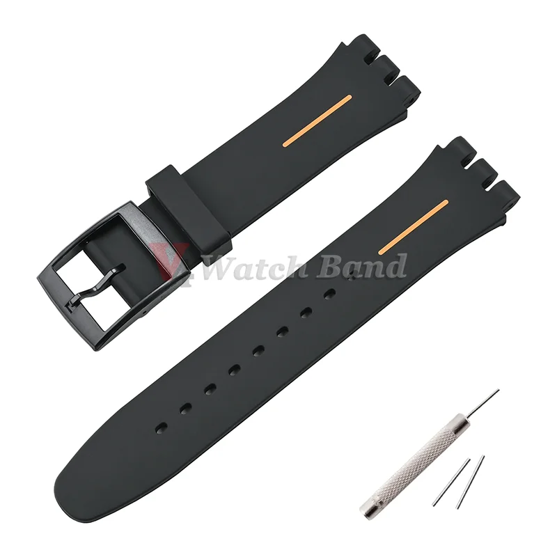 16mm 17mm 19mm 20mm Soft Silicone Watch Band for Swatch Rubber Strap Sports Replacement Wrist Bracelet Men Women Accessories