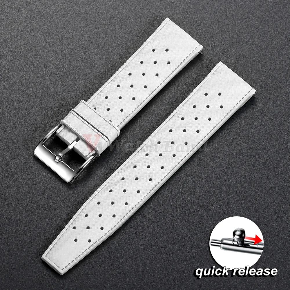 Quick Release Tropical Rubber Watch Strap 18mm 20mm 22mm for Seiko for Omega for Rolex Perfect Fit Flat End Universal Watchbands
