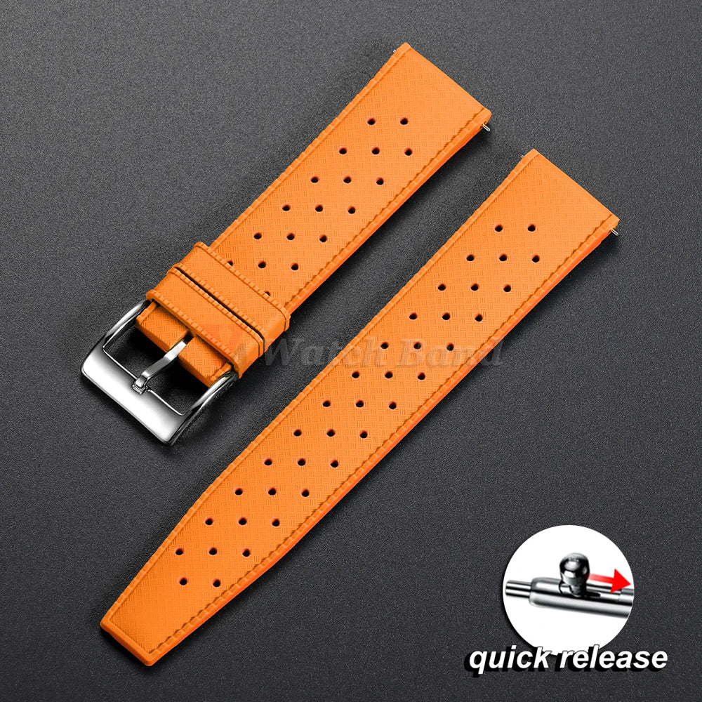 Quick Release Tropical Rubber Watch Strap 18mm 20mm 22mm for Seiko for Omega for Rolex Perfect Fit Flat End Universal Watchbands