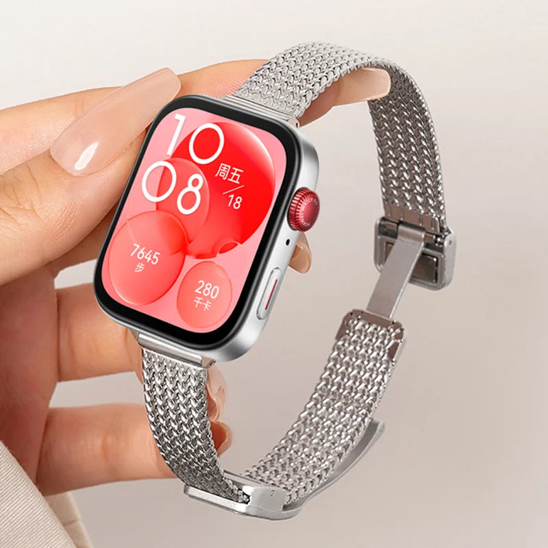 Stainless Steel Magnetic Band For Huawei Watch Fit 3 Strap Women Slim Bracelet For Huawei Fit 3 Metal Replaceable Watchband