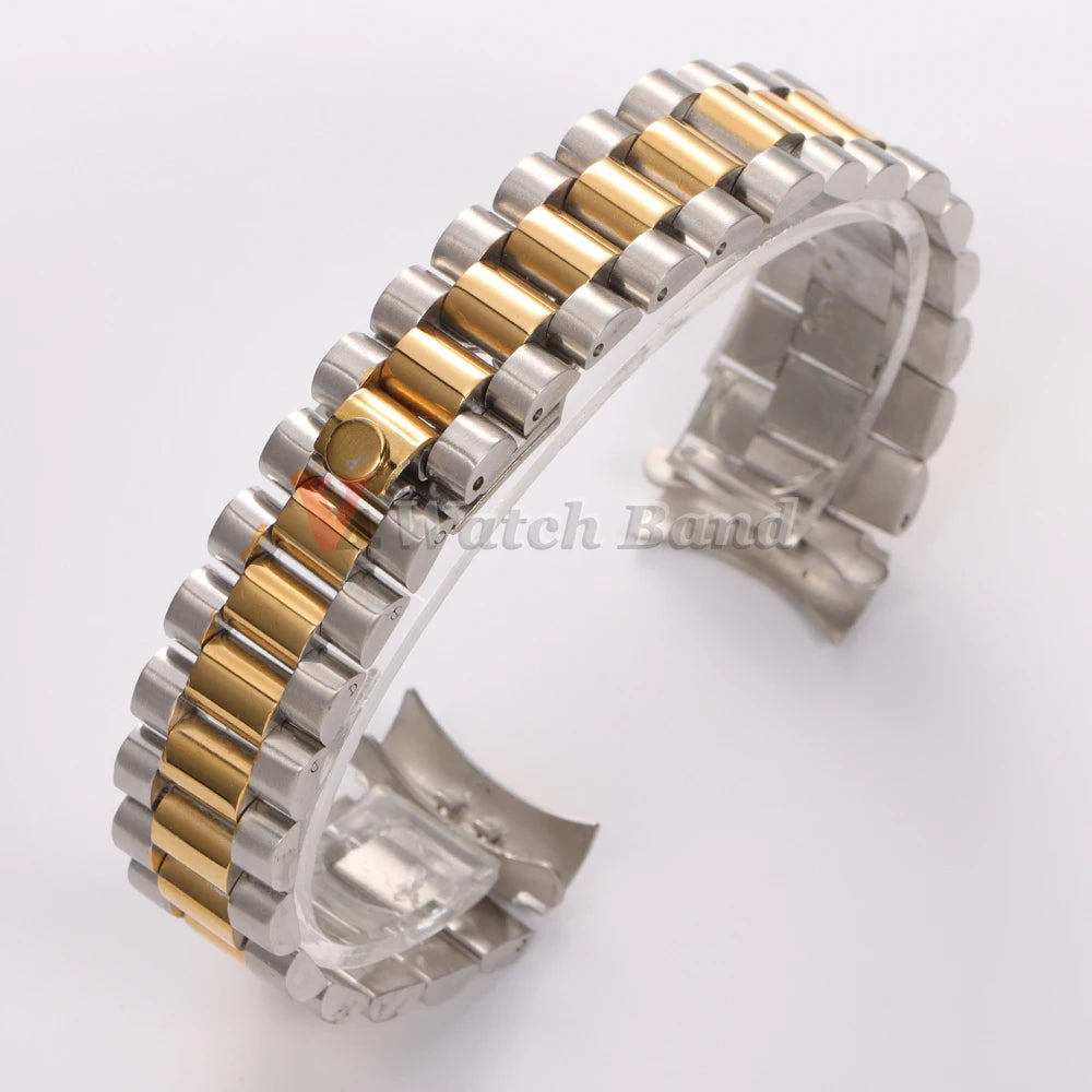 20mm Curved End Stainless Steel Strap for Rolex for Water Ghost Metal Wrist Band for Oyster Solid Bracelet Men Watch Accessories