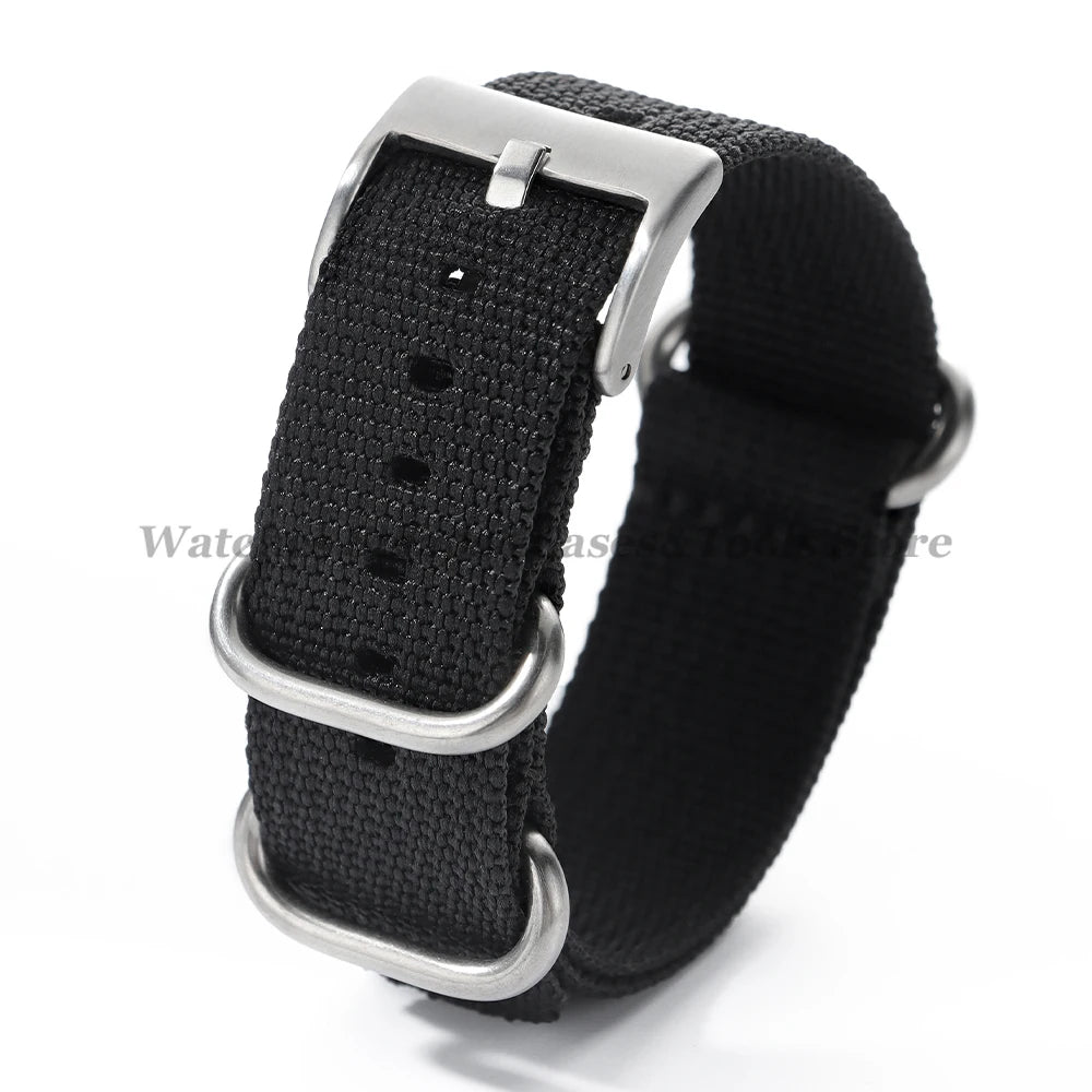 20mm 22mm Thicken Ribbed Nylon Watch Band Strap for Seiko for Military Casual Weave Men Women Sport Bracelet Silver Ring Buckle