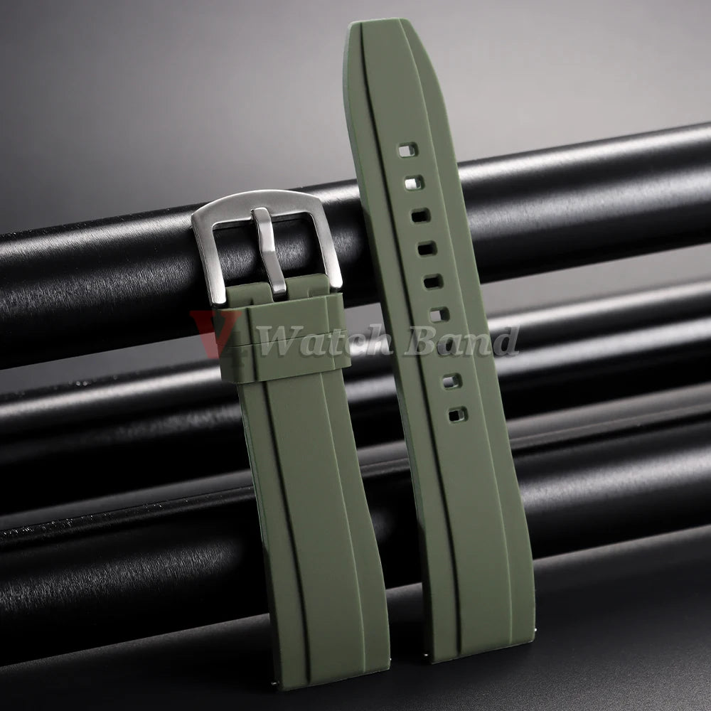 Watch Strap 20mm 22mm Universal Watch Band for Rolex for Omega Silicone Rubber Link Wrist Bracelet for Casio Soft for Smartwatch