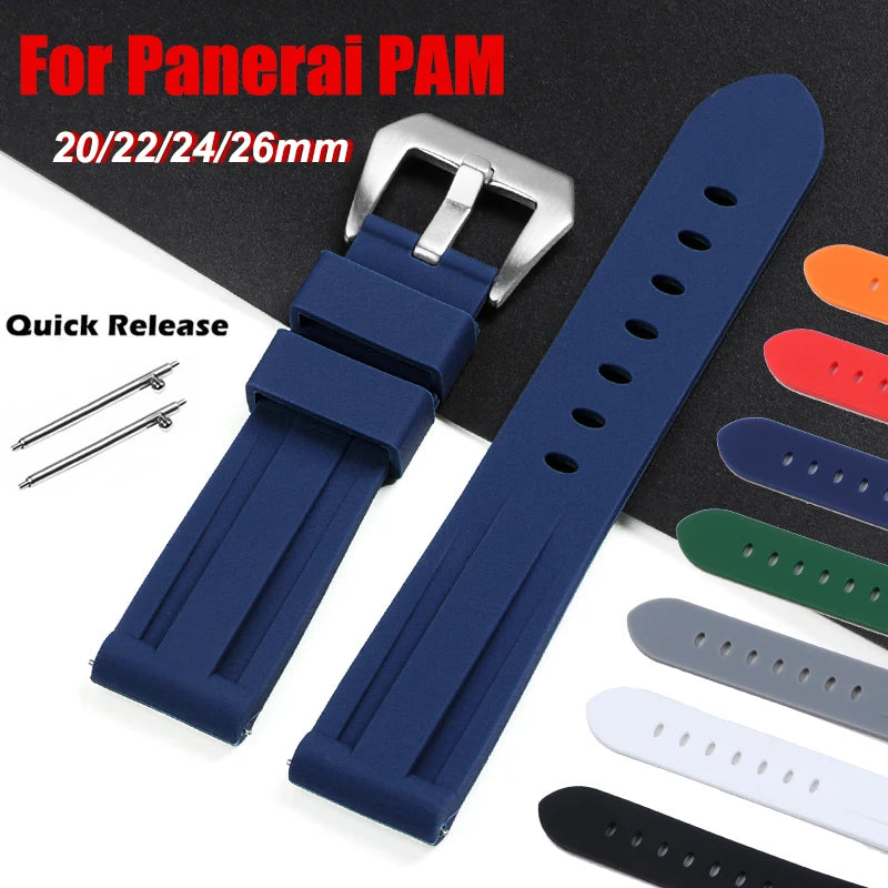 20 22mm 24mm 26mm Strap for Panerai PAM Watch Band for Omega for Seiko Quick Release Silicone Wristband for Casio Sport Bracelet