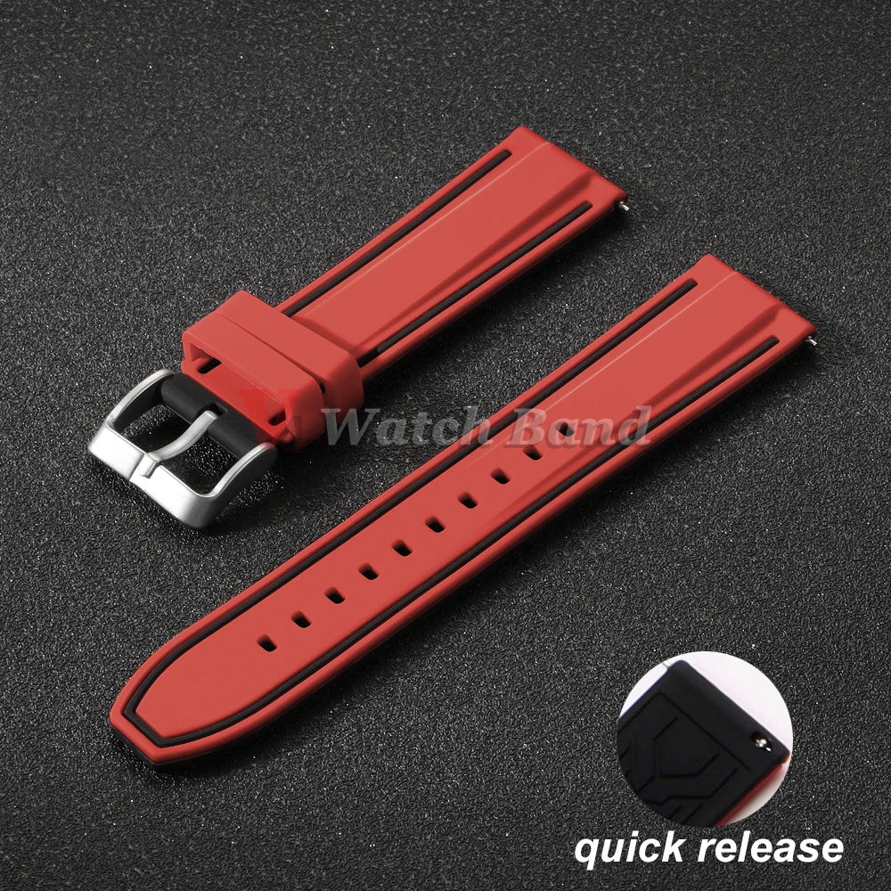 Silicone Watch Band 20mm 22mm 24mm Soft Quick Release Rubber Watch Straps for Samsung Galaxy for Garmin for Huawei Watch