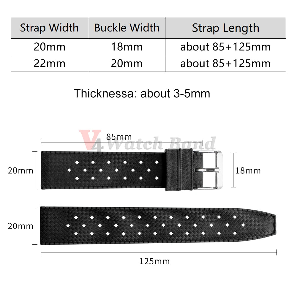 Premium Grade Tropical Rubber Watch Strap 20mm 22mm for Seiko SRP7J1 Watch Bands Diving Waterproof Strap Flat Universal Bands