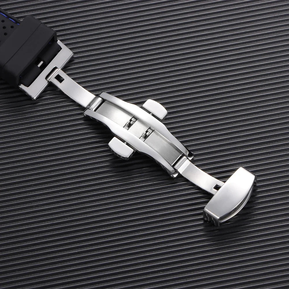 20mm 22mm Premium Silicone Watch Band Butterfly Buckle Waterproof Soft Rubber Strap Breathable Strap Replacement Universal Watch