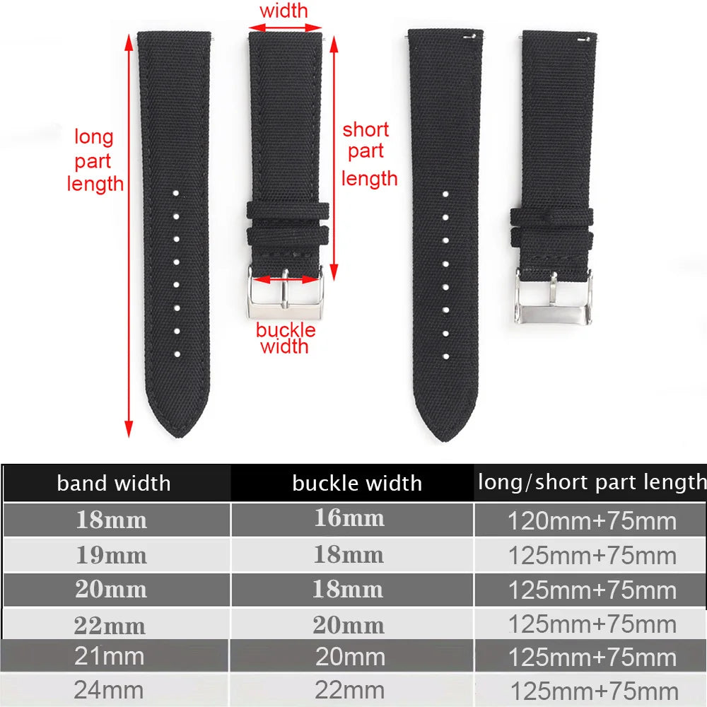 Waterproof Sailcloth Watch Band Quick Release Watch Strap 18mm 19mm 20mm 21mm 22mm 24mm Nylon Watchband for Blancpain for Omega