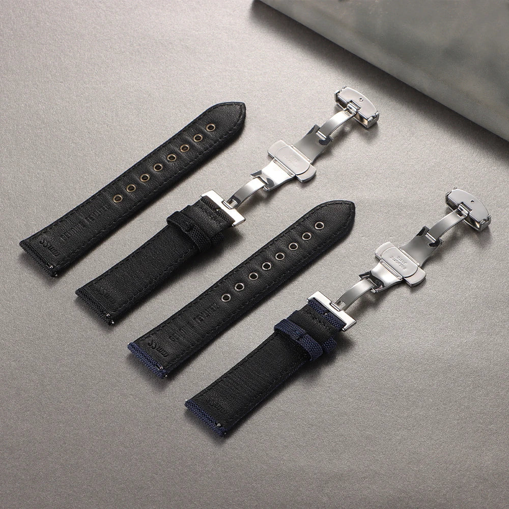 22mm High Quality Waterproof Sailcloth Watch Strap Two-Sided Nylon Cowhide Watchband Quick Release Band Sport Wrist Belt for Men