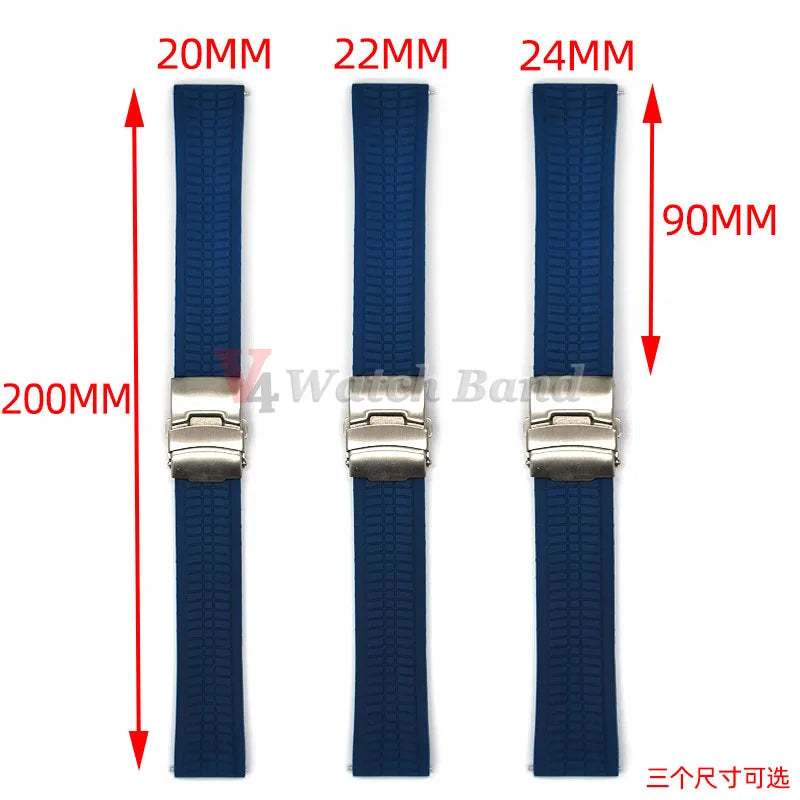 Silicone Watch Band Universal Quick Release Extended Adjust Bracelet 20/22/24mm Sports Watch Strap for Omega Watchband for Rolex