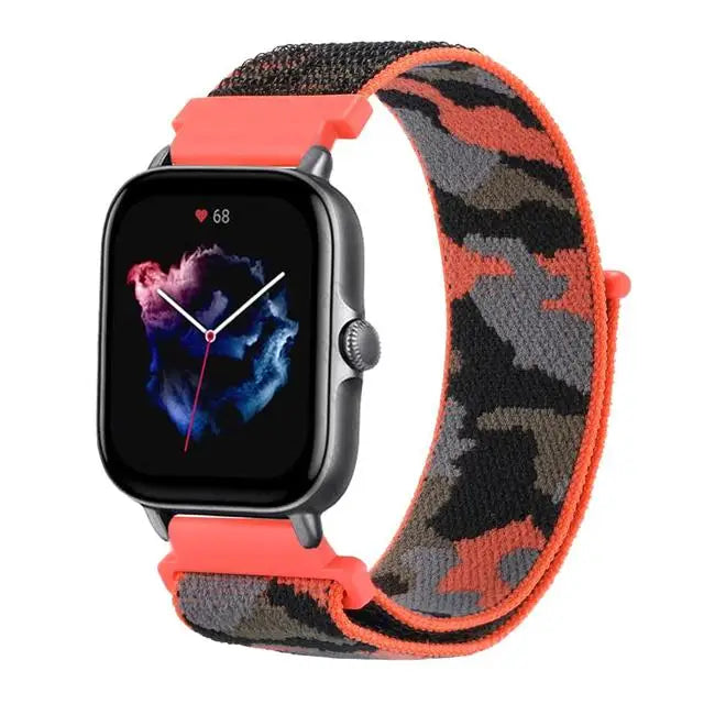 20mm 22mm Strap For Amazfit GTS/4/3/2E/GTS4/Mini/GTR 4/3/Pro/42mm/47mm/Strato GTR4 Nylon Camouflage Bracelet Amazfit Bip 3 Strap