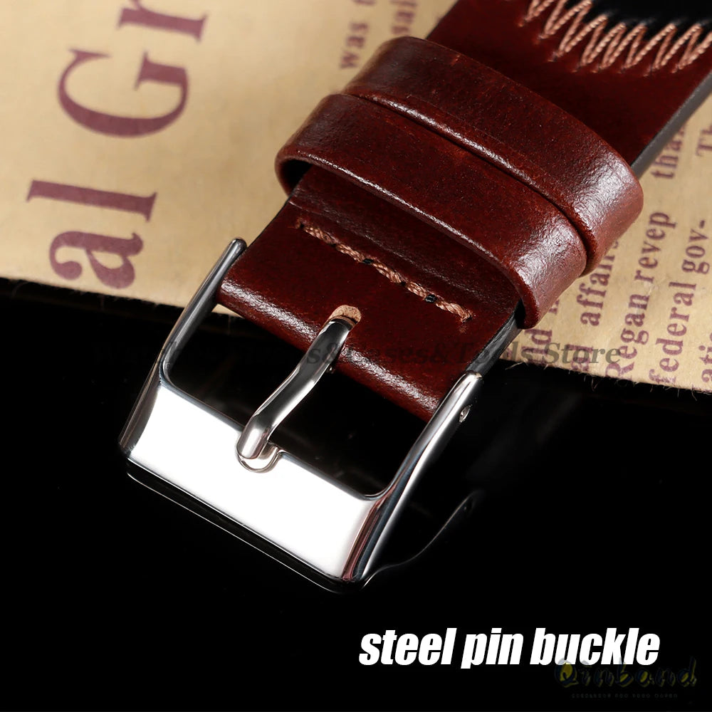 20mm 22mm Vintage Oil Wax Leather Watchband Breathable Porous Wristband Stitching Cowhide Strap for Omega for Seiko Watch Bands