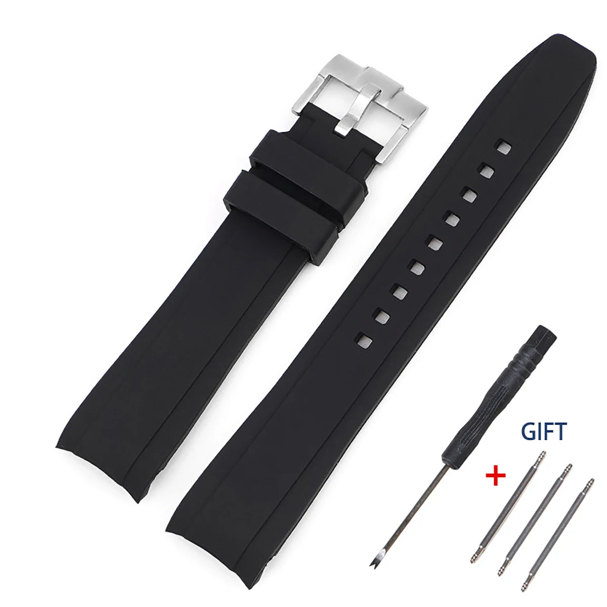 For Seiko ForCitizen Curved End Silicone Strap for Rolex Arc Rubber Watch Band for Swatch for Omega Joint Model Bracelet 20/22mm