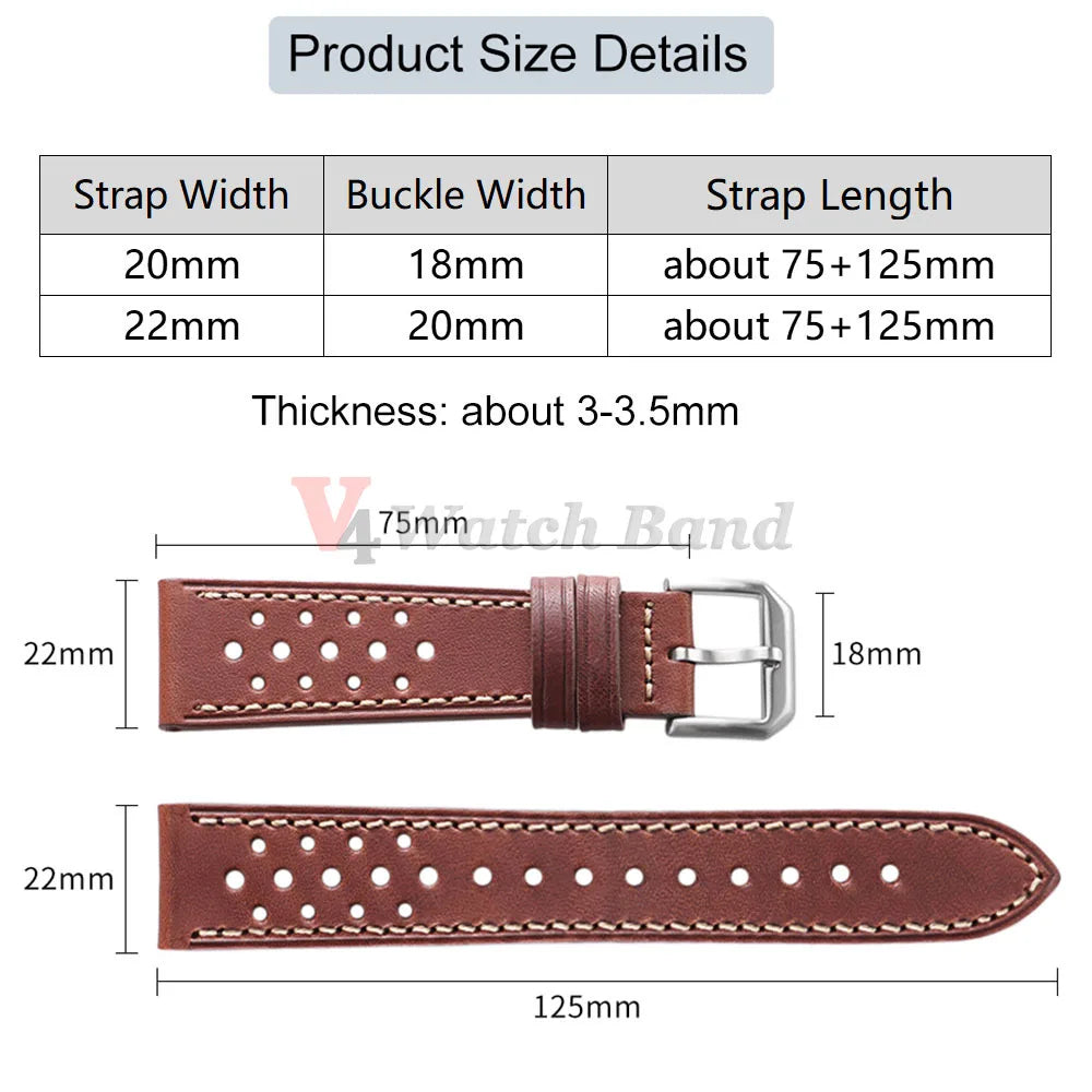 Dark Brown Watch Band Handcrafted Pueblo Italian Cowhide Strap for Omega Ventilated Design 20mm 22mm Men's Breathable Bracelets