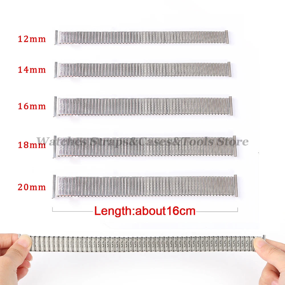 12/14/16/18/20mm Metal Elastic Watch Strap Stretch Expansion Stainless Steel Watch Band Men Women Wristband Accessories Bracelet