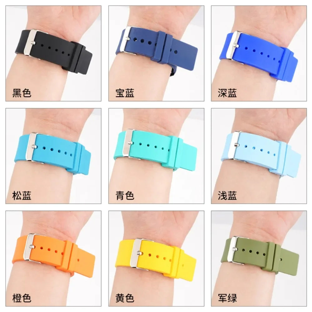 12 14mm 16mm 18mm 20mm 22mm 24mm Silicone Watch Strap Men Women Replace Bracelet Soft Rubber for Seiko for Huawei Watch Gt2/3/4