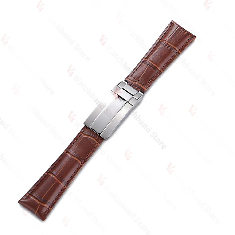 20mm Watch Band for Rolex SUBMARINER Yacht-Master DAYTONA GMT Cowhide Leather Men Strap Waterproof Wrist Belt Watch Accessories