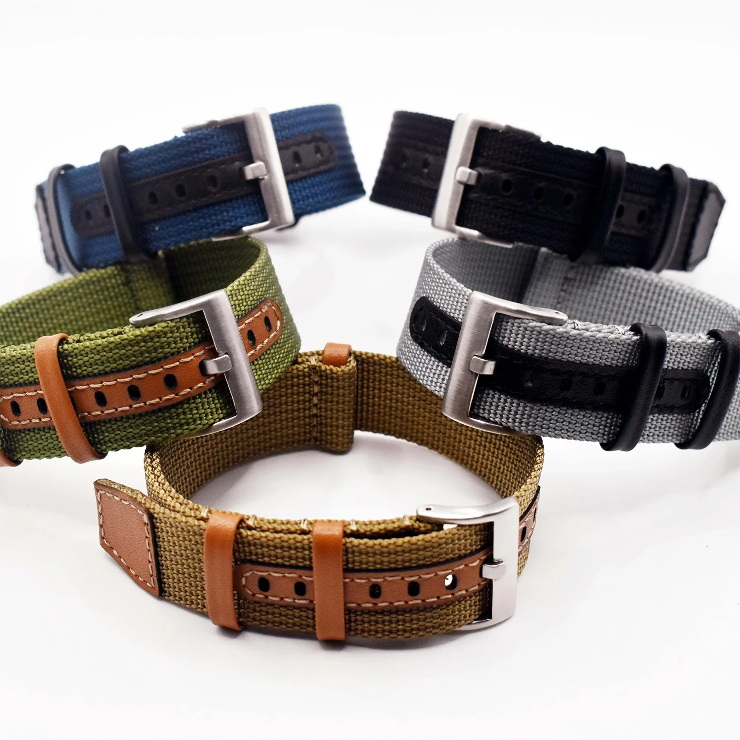 Soft Watch Bracelet for Seiko Replacement 20mm 22mm Canvas Nylon Patch Leather Strap for Rolex Watchband for Omega Wristband