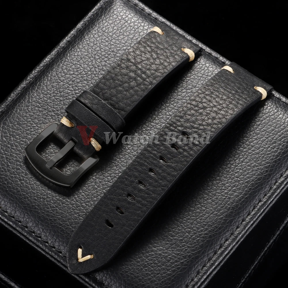 18/20/22mm Universal Genuine Cowhide Watch Band Metal Buckle Vintage Straps for Men Women Breathable Bracelet Belt Accessories