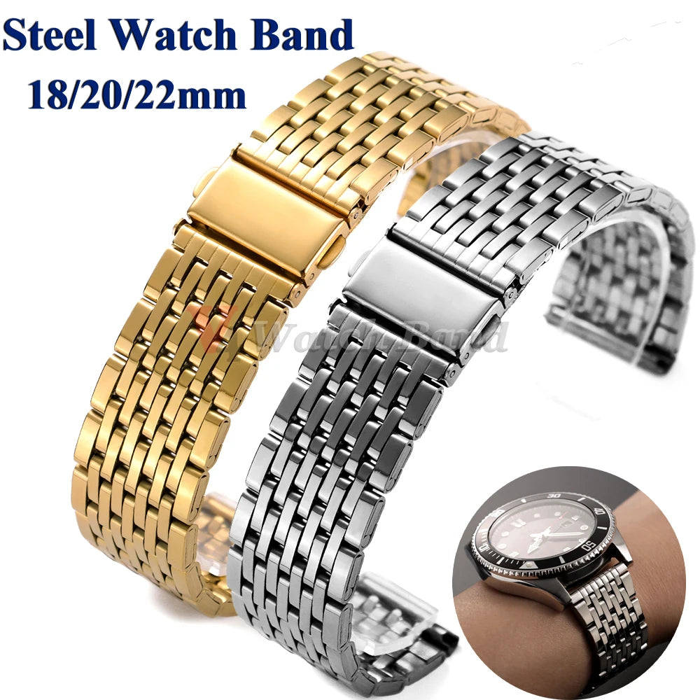 18/20/22mm Universal Adjustable Watchband for Rolex Diving Metal Belt Bracelet for Omega Solid Stainless Steel Strap for Seiko