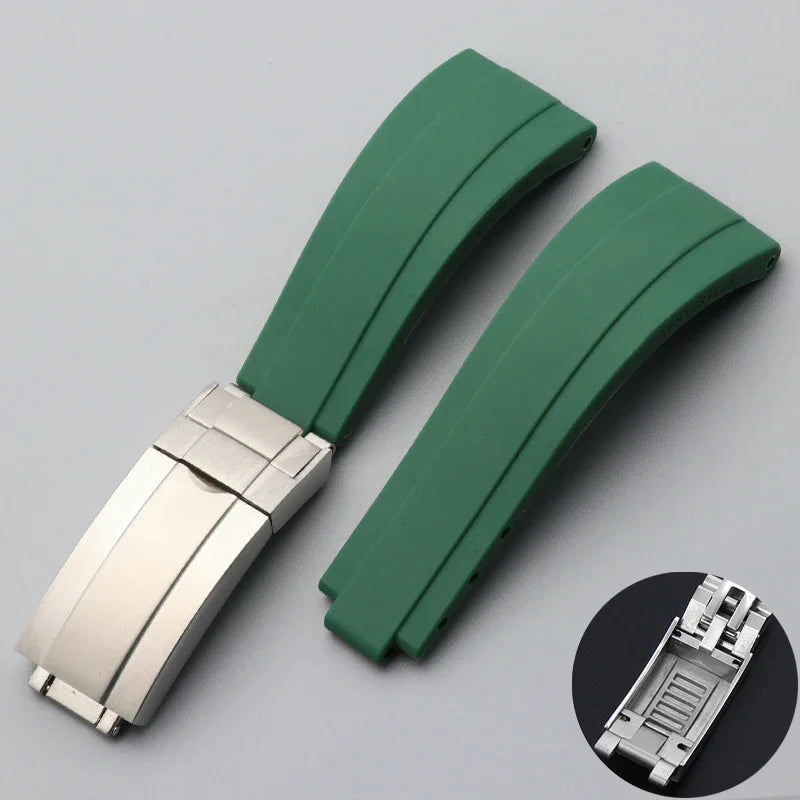 20mm Bracelet for Rolex Submariner DAYTONA GMT DEEPSEA Silicone Strap Diver Sport Waterproof  Rubber Watchband 9×9mm SlideBuckle