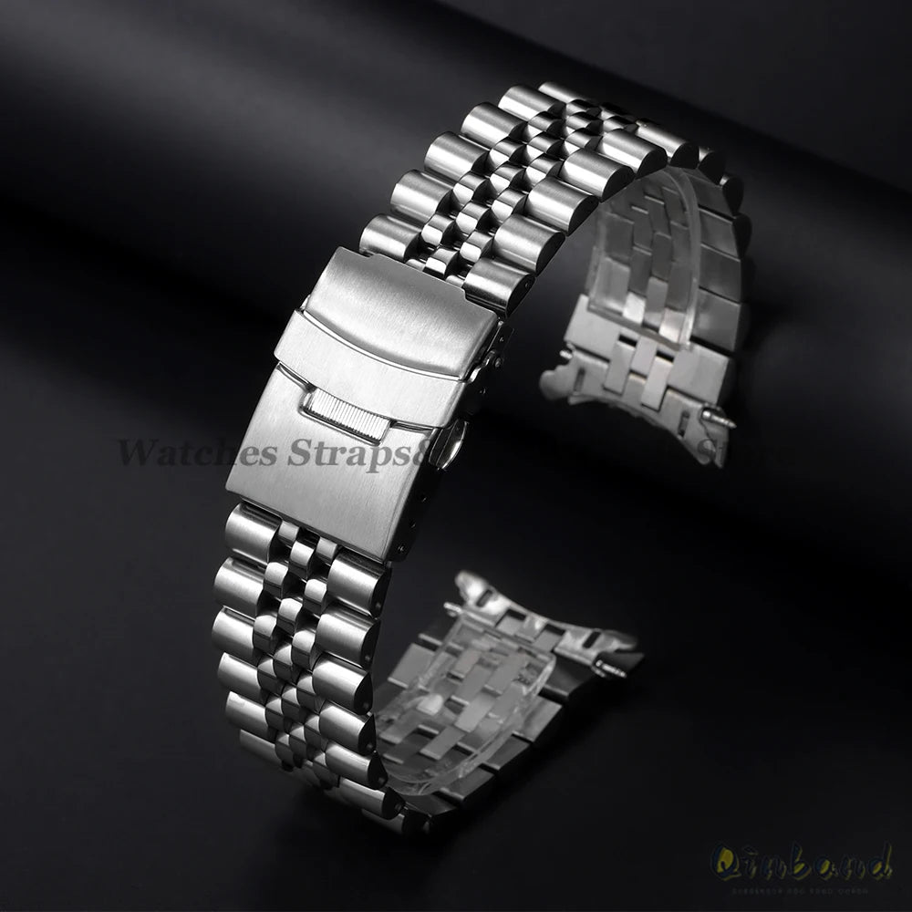 316L Stainless Steel Watch Band for Seiko for Jubilee Watch Curved End Strap 18/19/20/21/22/24/26mm Luxury Bracelets Accessories