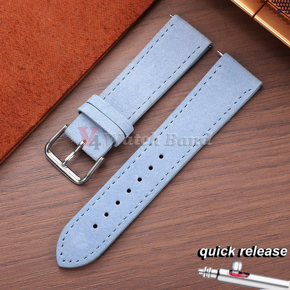 Vintage Suede Watch Strap 18 19mm 20mm 22mm for Seiko for Huawei Stitching Quick Release Bracelet for Samsung Watch 8/7/6/5/4/3