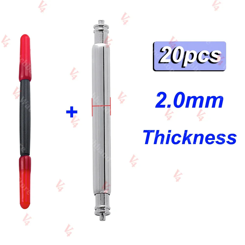 20pcs 1.5/1.8/2.0/2.5mm Diameter Watch Band Pins 16/18/20/22/24mm Spring Pin Watch Repair Tool Metal Steel Spring Bars Link Pins