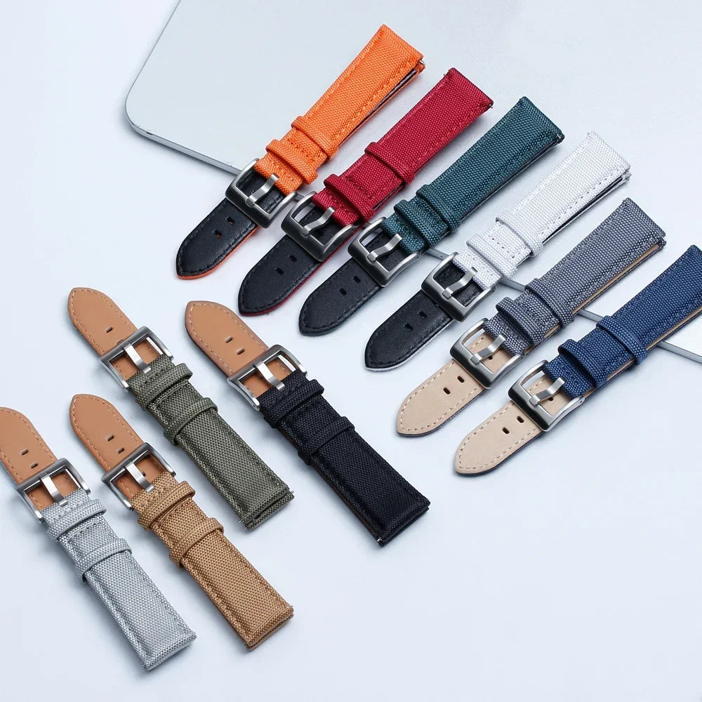 Nylon Leather Watch Strap for Seiko 22mm 20mm for Omega Belt for Casio Quick Release Watchband for Samsung Galaxy Watch 42/46mm