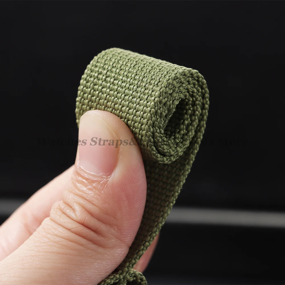 20mm 22mm Thicken Ribbed Nylon Watch Band Strap for Seiko for Military Casual Weave Men Women Sport Bracelet Silver Ring Buckle