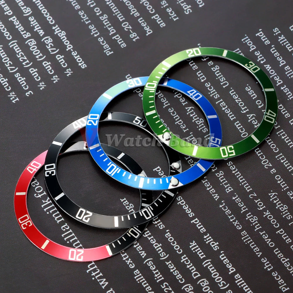 37mm Aluminium Ceramic Watch Bezel Insert Ring for Rolex Watch Case Alloy Insert Ring Slope GMT Diving Watch Part Accessories