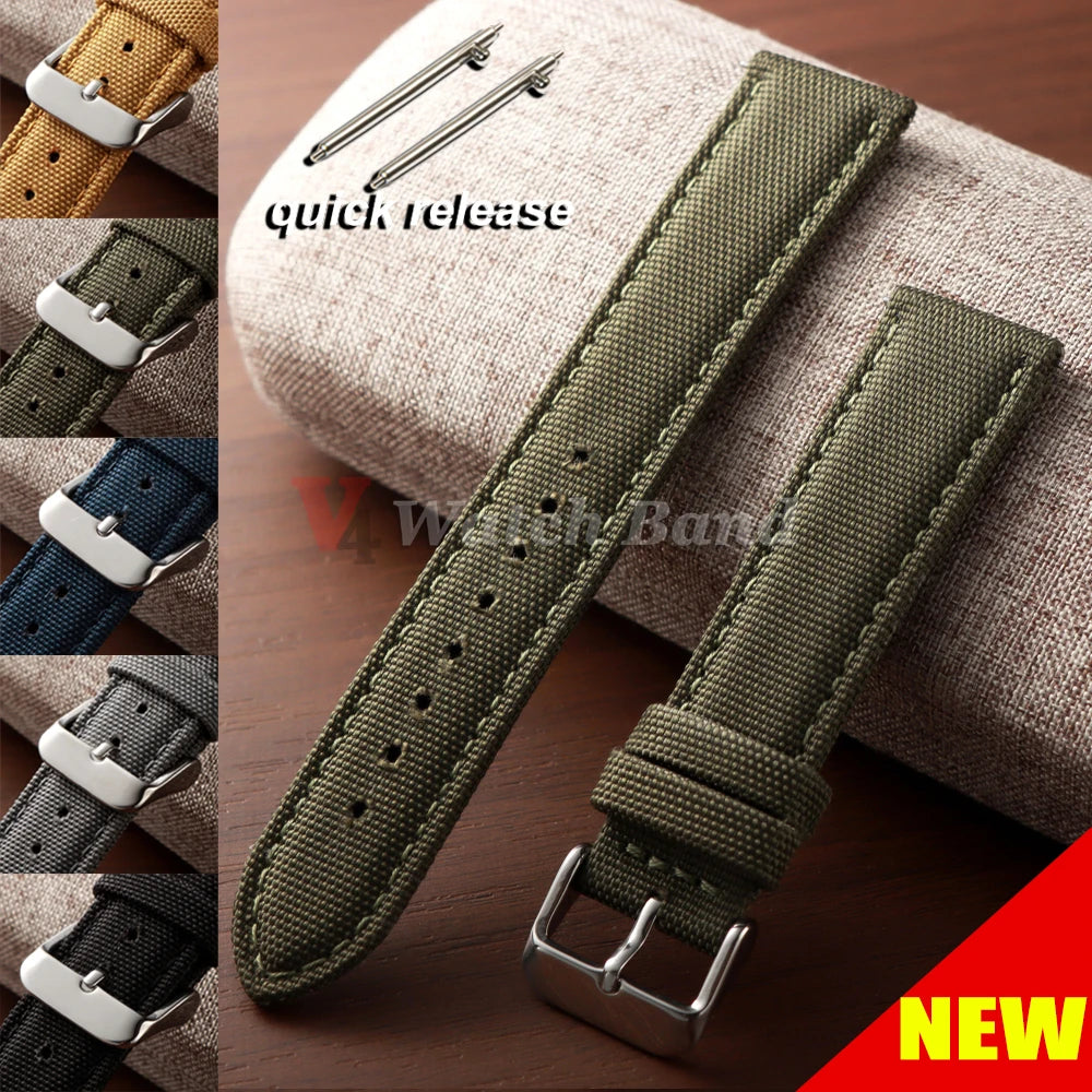 Sailcloth Strap for Omega Genuine Sailcloth Watch Band Premium Two Sided Nylon Quick Release Bracelet 20mm 22mm Sport Wristbelt